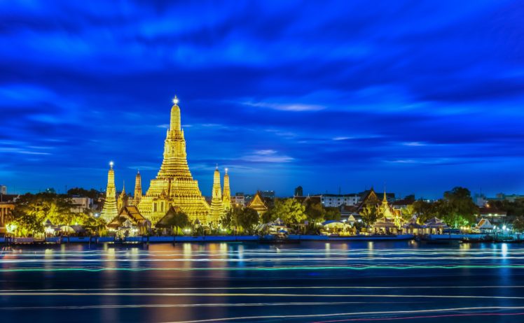 city, Cityscape, Long exposure, Thailand, Bangkok, Buddhism, Light trails HD Wallpaper Desktop Background