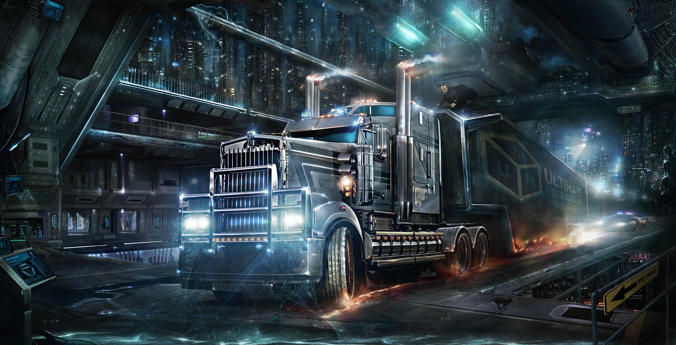 cyberpunk, Trucks Wallpaper