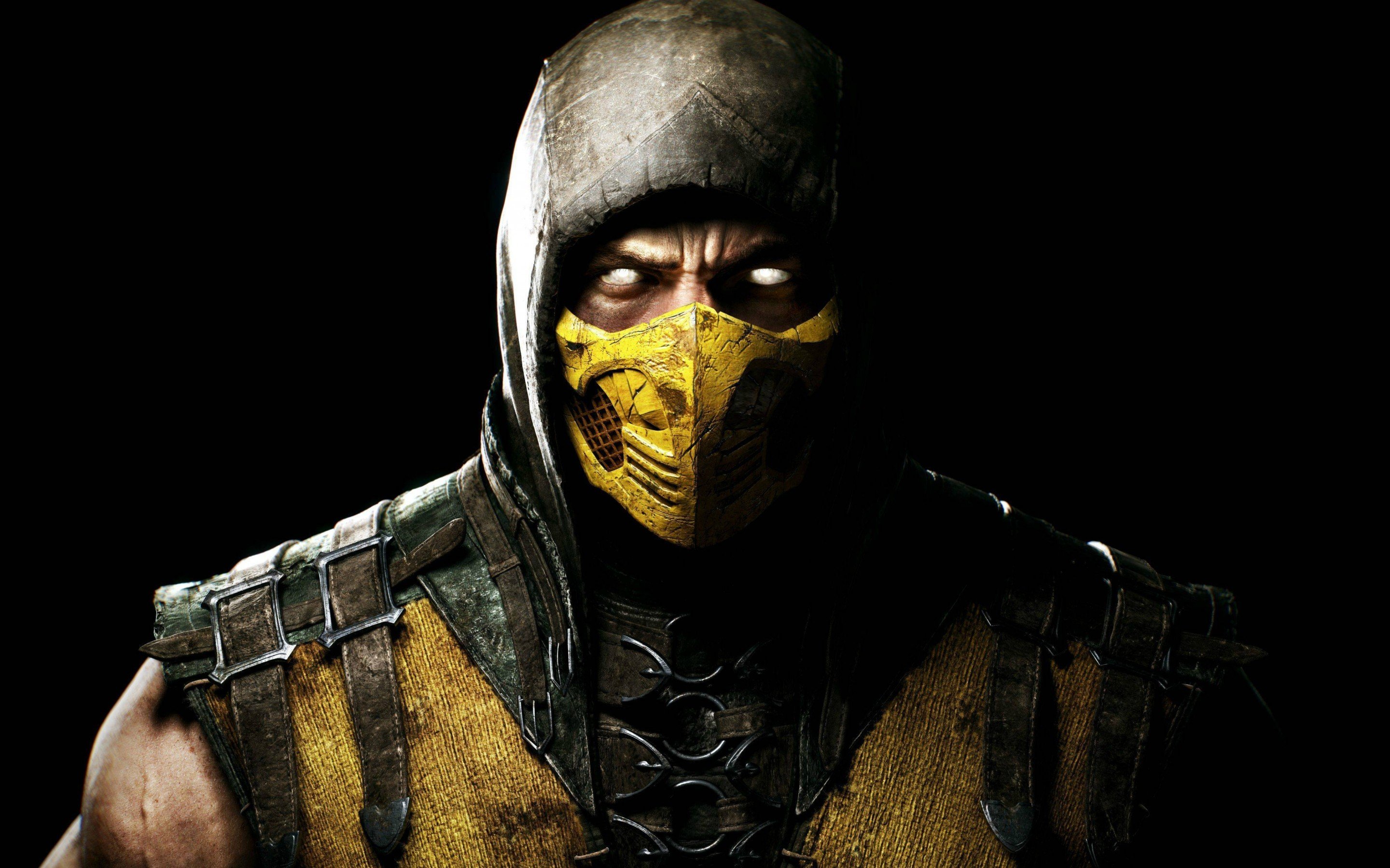 Scorpion (character), Mortal Kombat, Yellow, Leather armor Wallpaper