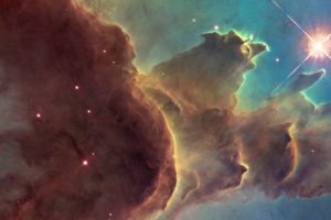 Pillars of Creation, ESA, Space, Nebula, Galaxy, Stars, Suns, Triple screen, Multiple display