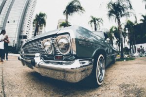 car, Vehicle, Lowrider, City, Palm trees