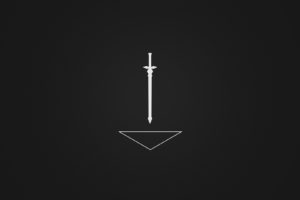 minimalism, Sword, Black, White, Anime