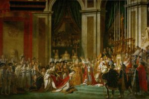 Jacques Louis David, The Coronation of Napoleon and Josephine, Painting, Royal, Curtains, Pillar, Classic art