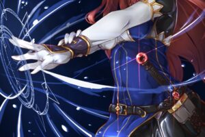 cameltoe, Long hair, Redhead, Blue eyes, Anime, Anime girls, Bodysuit, Sword, Weapon