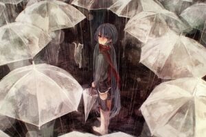 anime girls, Umbrella, Rain, Vocaloid, Hatsune Miku