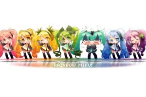 anime, Vocaloid, Hatsune Miku, White background, Simple background